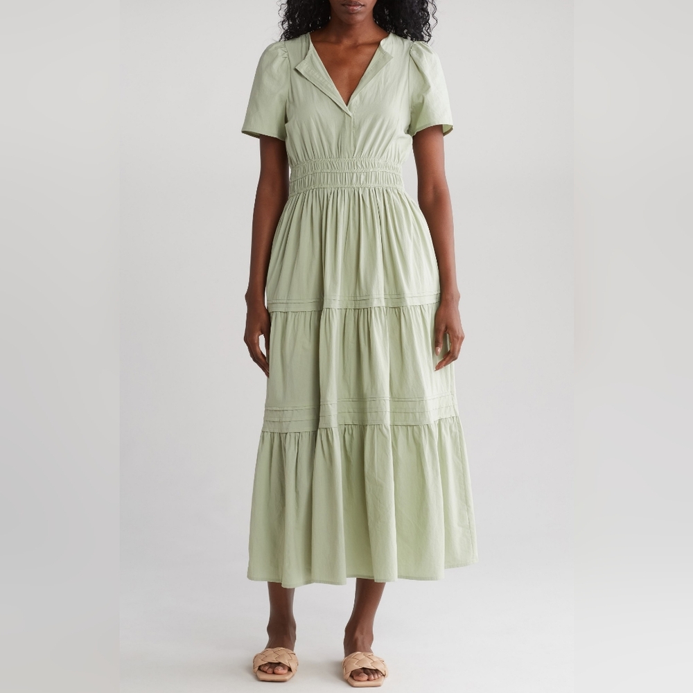Stitchdrop S light green Cotton Anthropologie-esque dress